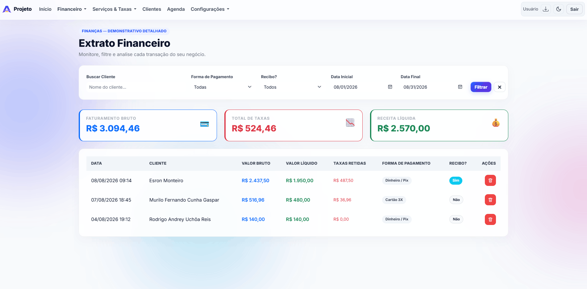 Extrato Financeiro